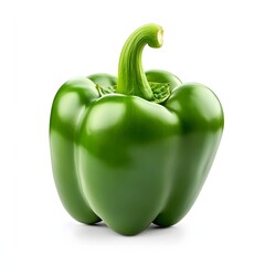 Wall Mural - 112. A vibrant green bell pepper isolated on a pristine white background