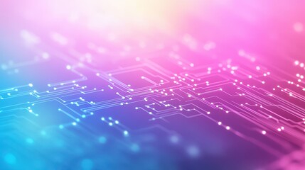 Wall Mural - digital background visualizing technology with ai data and audio graphics in vibrant pink and blue h