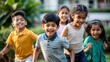 © N7 - 'Active Indian Kids Playing Together' - Energetic children running in an open space.