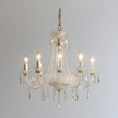 Wall Mural - 105. A beautiful crystal chandelier isolated on a soft gray background