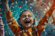 © Vii - A young girl is overjoyed, surrounded by confetti, capturing a moment of pure delight