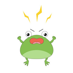 Canvas Print - Frog angry scream cartoon character childish cute funny vector illustration.