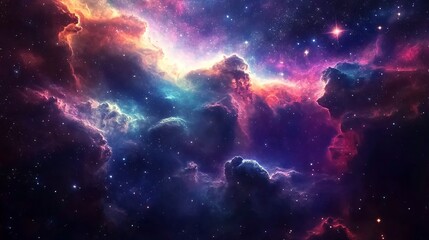 Wall Mural - Nebula clouds forming in deep space with bright stars