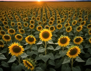 sunflower on a field, sunflowers on a field, sunflowers