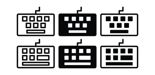 set of keyboard icon symbol vector design black white color simple flat illustration collection 