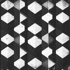 Wall Mural - Abstract geometric pattern in black and white with hexagonal shapes.