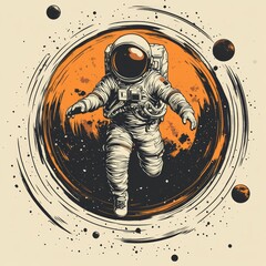 Wall Mural - Astronaut floating in space with a cosmic background.