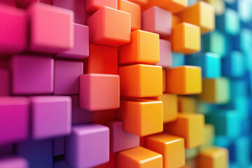 Wall Mural - colorful cubes arranged in an abstract geometric pattern, showcasing vibrant hues and modern design.