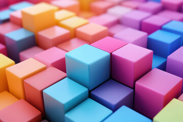 Wall Mural - vibrant cubes in a colorful pattern, showcasing a modern abstract design. perfect for backgrounds, b
