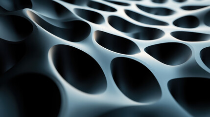 Wall Mural - abstract surface with organic, smooth curves and holes, showcasing modern design and futuristic text