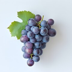 Wall Mural - 44. A fresh bunch of purple grapes isolated on a pristine white background