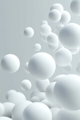 Wall Mural - white spheres floating against a light grey background, creating a modern and abstract visual effect