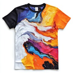 Sticker - Colorful abstract design on a short-sleeve t-shirt.