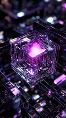 Wall Mural - abstract technology advanced digital purple cube