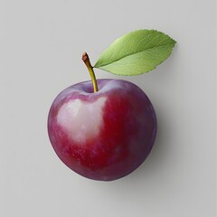 Wall Mural - 285. A fresh, juicy plum isolated on a light gray background