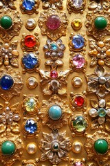 Canvas Print - Gold and Gemstones Texture.