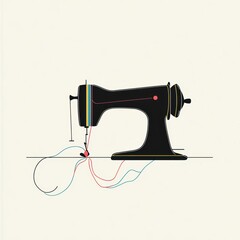 The Iconic Sewing Machine: A Minimalist Illustration