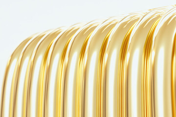 Wall Mural - abstract close-up of smooth, shiny golden curved lines, reflecting light and creating a luxurious, m