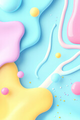 Abstract pastel background with colorful blobs and swirls in soft pink, blue, and yellow tones, creating a playful and vibrant design.