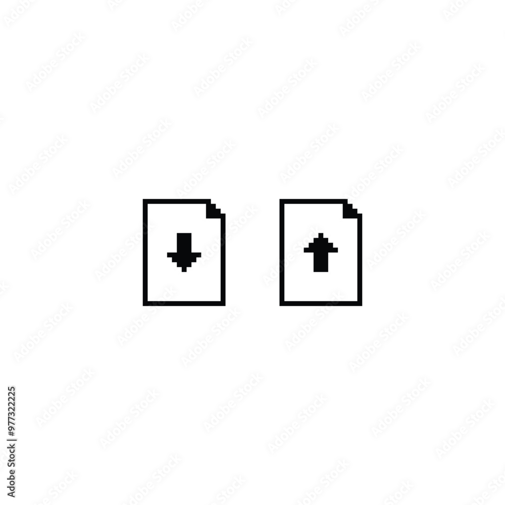 upload and download pixel art icon vector 8 bit game cloud sign Stock ...