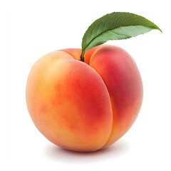 Wall Mural - 261. A single ripe peach isolated on a clean white background