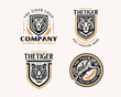 © yourlogocreator - Set bundle vintage badge tiger logo for business company
