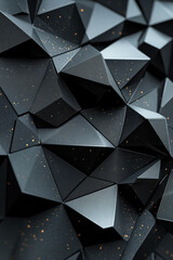 Wall Mural - abstract geometric background with dark angular shapes and gold speckles, creating a modern and eleg