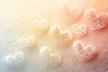 Wall Mural - Delicate lace hearts on a soft background, symbolizing love.