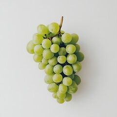 Wall Mural - 241. A fresh bunch of green grapes isolated on a smooth white background