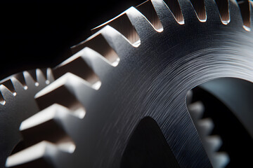 Wall Mural - highly detailed close-up of two interconnected gears | precision engineering and mechanical design