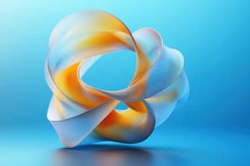 Wall Mural - abstract of a twisted, colorful form set against a vibrant blue background. a dynamic, fluid structu