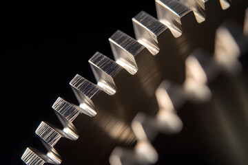 Wall Mural - highly detailed close-up of two interconnected gears | precision engineering and mechanical design