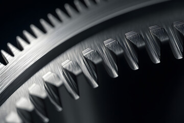 Wall Mural - highly detailed close-up of two interconnected gears | precision engineering and mechanical design