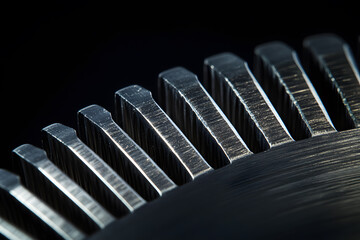 Wall Mural - highly detailed close-up of two interconnected gears | precision engineering and mechanical design