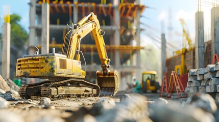 Robot Construction Worker: A robot operating heavy machinery on a construction site, efficiently building structures. 
