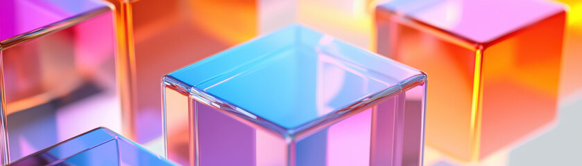 Wall Mural - vibrant translucent cubes in a colorful abstract arrangement, showcasing modern design and vivid hue