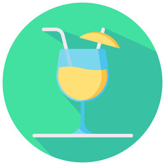 Wall Mural - cocktail round flat vector icon