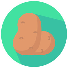 Wall Mural - potato round flat vector icon