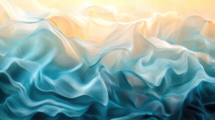 Cascading layers of translucent waves folding over themselves, creating fluid motion.