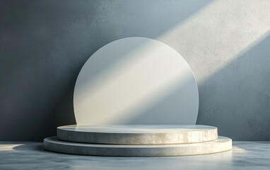 Wall Mural - minimalist concrete podium with geometric shapes and soft light. ideal for showcasing products, desi