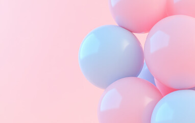 Wall Mural - aesthetic pastel spheres beautifully arranged on a soft pink and blue background, creating a serene 
