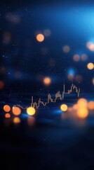 Aufkleber - A vibrant diagram representing stock market trends with glowing lights and data visualizations in a modern digital setting.