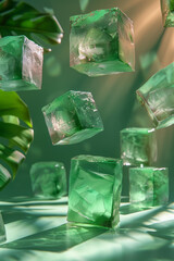 Aufkleber - A creative composition featuring floating 3D cubes with rounded edges,