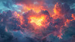 © Oleksandr - A romantic heart-shaped cloud formation in a vibrant sunset sky,