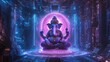 © sunchai - A vibrant visualization of a digital Ganesh in a futuristic setting, merging spirituality and technology in a captivating artwork.