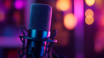 Colorful Illuminated Studio Microphone for Podcasting and Music Production