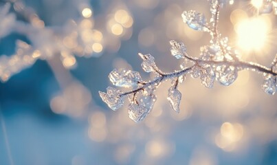 Wall Mural - A branch covered in ice and snow