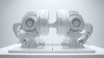 Wall Mural - Two mechanical parts are shown in a white background