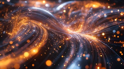 Wall Mural - abstract energy wave with glowing particles and fluid motion, futuristic, technology