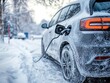 © Fxquadro - Electric SUV charging in a snowy landscape - cold winter